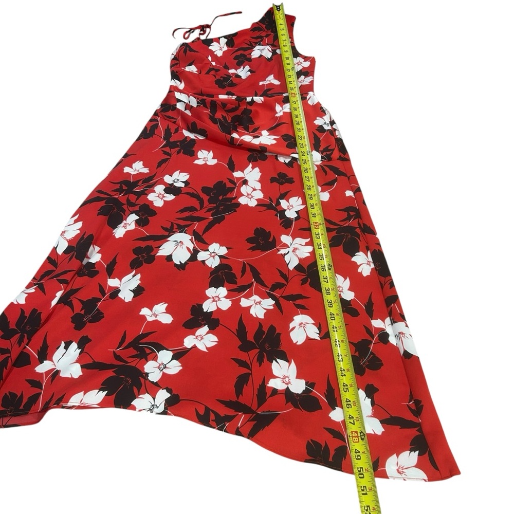 BCBG MAXAZRIA floral dress midi red/black NEW womens medium fancy wedding romant - Picture 5 of 16